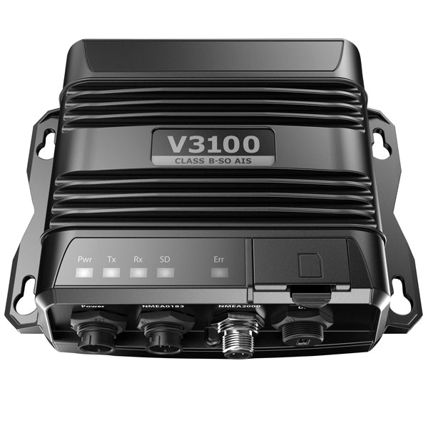 Navico V3100 SOTDMA class B AIS med GPS-500 set forfra, klar til installation.