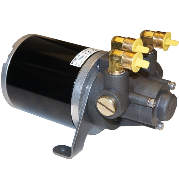 Simrad pump-1 12 V til autopilot, set fra siden med monteringsbeslag.