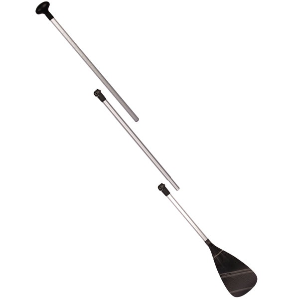 Scoprega justerbar padle i aluminium, 175-215 cm, ø29mm, stående ved bredden af en sø.