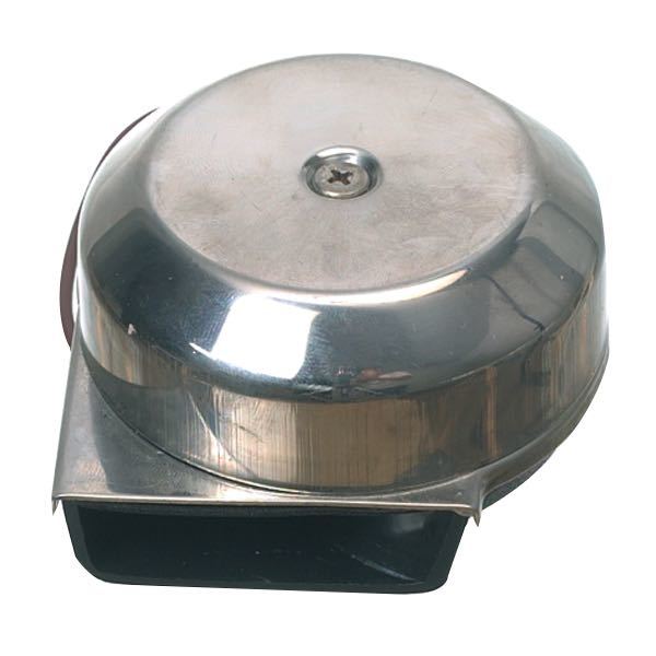 SeaTec 12V horn set fra fronten med tydelig lydstyrke på 105 dB