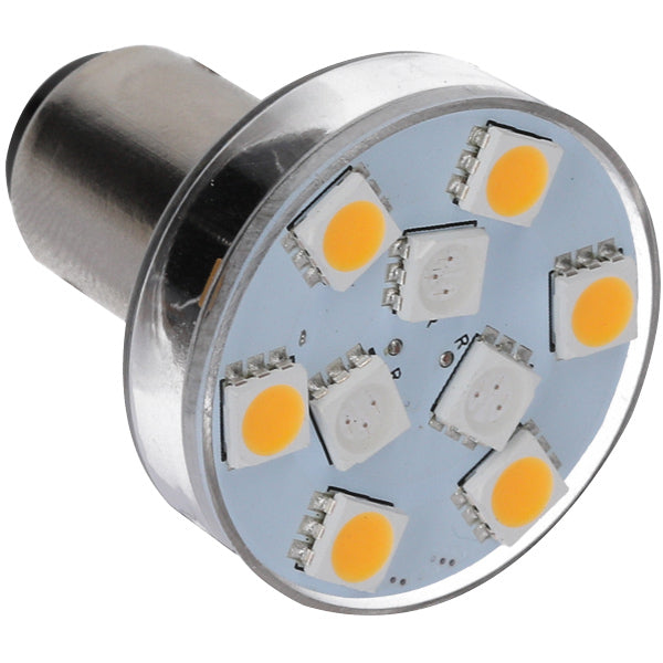 Nautecled BA15S LED pære set forfra med klar linse