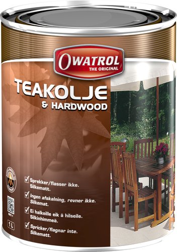 Owatrol teakolie i 1-litersflaske set forfra